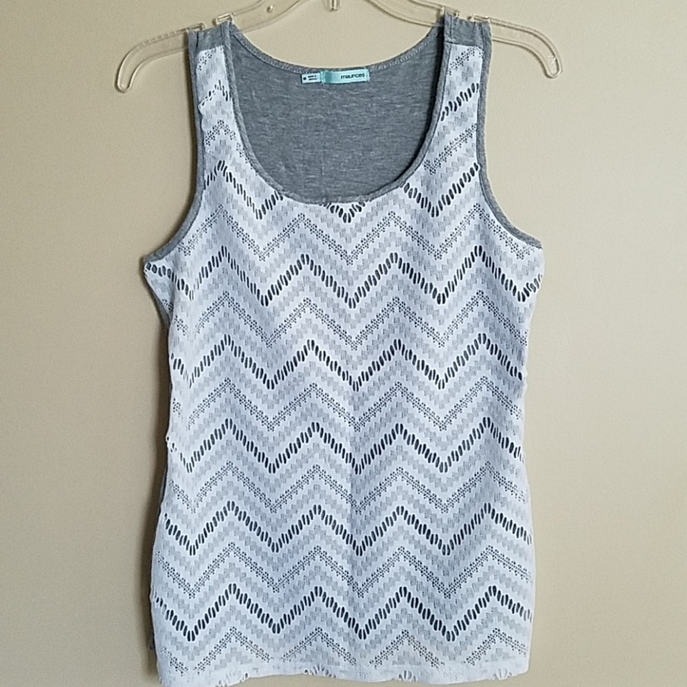 Gray and white tank top
